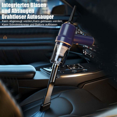 TUABUR TUABUR Akku-Handstaubsauger Kabelloser All-in-One-beleuchteter 3-in-1-Mini-Staubsauger, 8000pa Staubsauger, multifunktionaler Akku-Handstaubsauger mit LED-Beleuchtung, Geeignet fur Autos, Wohnungen und Buros Blau Беспроводной ручной пылесос TUABUR