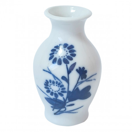 Kwangdong Винтажная белая ваза в китайском стиле "Синие цветы", 7см x 4см, Китай, 1960-70гг.