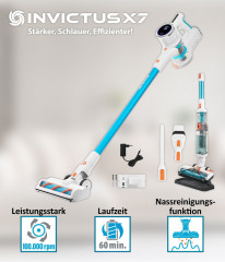Genius Genius Akku-Hand-und Stielstaubsauger INVICTUS X7 Facelift Akkustaubsauger Set 20-tlg. Nass-Trockensauger, beutellos, Kombi-Burste Reinigungs-Aufbewahrungsstation bis 60 Min Laufzeit  Беспроводной ручной пылесос Genius INVICTUS X7 Набор беспроводны