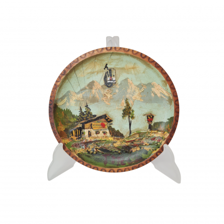 Декоративная тарелка винтажное, резьба по дереву, ручная работа, 18 x 2,5 см, Германия, 1960-70гг.