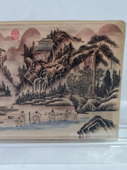 Декоративная 3Д картина в стекле "Горный пейзаж. Китай", 18,5 x 3 x 11,5 см, Германия, 1960-70гг. 