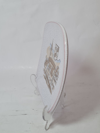 Тарелка декоративная винтажная Bezirkassparkasse Gernsbach с изображением Вайзенбаха, керамика, 19 см, Германия, 1960-70гг.