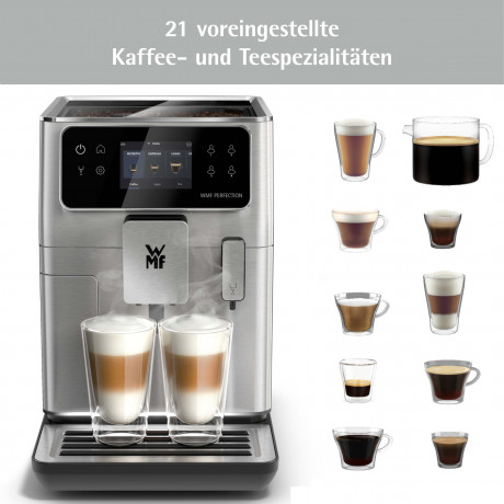 WMF WMF Kaffeevollautomat Perfection 680, (41 x 25 x 37,1 cm, 15 bar, 1550 W) inkl. 0,6l Milchbehalter  Полностью автоматическая кофемашина WMF Perfection 680 (41 x 25 x 37,1 см, 15 бар, 1550 Вт), включая контейнер для молока емкостью 0,6 л.