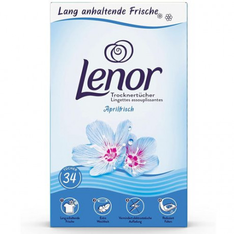 Lenor Trockentucher Ленор Ароматизирующие салфетки для сушильной машины, "Апрельская свежесть",  34 шт.
