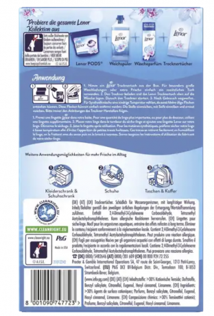 Lenor Trockentucher Ленор Ароматизирующие салфетки для сушильной машины, "Апрельская свежесть", 34 шт.