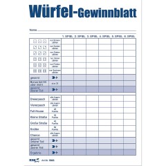 RNK Verlag Block Wurfelspiel-Gewinnblatt Блок Craps Выигрышная рука