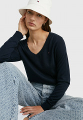 Tommy Hilfiger FLAG V-NECK  Jumper desert sky ФЛАГ V-ОБРАЗНЫЙ ВЫРЕЗ джемперы небо пустыни