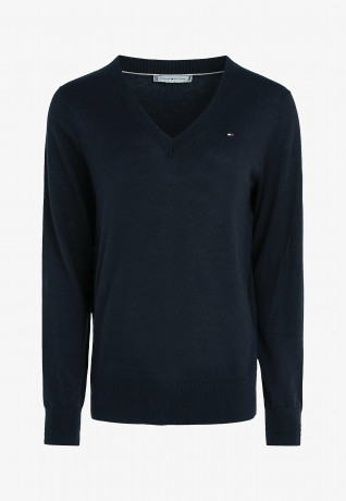Tommy Hilfiger FLAG V-NECK  Jumper desert sky ФЛАГ V-ОБРАЗНЫЙ ВЫРЕЗ джемперы небо пустыни