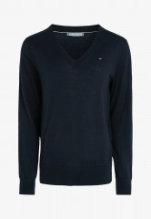 Tommy Hilfiger FLAG V-NECK  Jumper desert sky ФЛАГ V-ОБРАЗНЫЙ ВЫРЕЗ джемперы небо пустыни