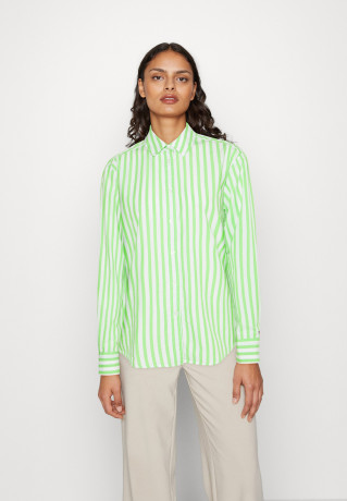 Tommy Hilfiger BANKER STP RELAXED Button-down blouse optic white/spring lime BANKER STP RELAXED Блузка на пуговицах оптический белый/весенний лайм
