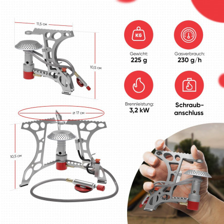 EVOCAMP EVOCAMP Gaskocher Mini Gaskocher 3.2 kW mit Piezo-Zunder, ideal fur Outdoor Camping  Газовая плита EVOCAMP Мини-газовая плита 3,2 кВт с пьезо-трутом, идеально подходит для кемпинга на открытом воздухе
