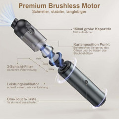 TUABUR TUABUR Akku-Handstaubsauger Handstaubsauger, 16.000 PA, leistungsstarker Auto-Staubsauger, Drei-in-Eins-Multifunktions-Ministaubsauger mit 8000 mAh, Geeignet fur Autos, Wohnungen und Buros Asche Беспроводной ручной пылесос TUABUR Ручной пылесос, 16