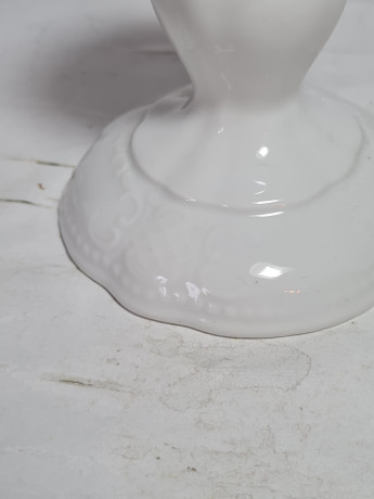 Подсвечник винтажный Seltmann Weiden, белый с золотой каймой, фарфор, 10 x 9 см, Германия, 1960-70гг.