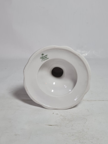 Подсвечник винтажный Seltmann Weiden, белый с золотой каймой, фарфор, 10 x 9 см, Германия, 1960-70гг.