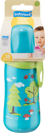 babylove sportflasche, türkis Дорожная Бутылочка для Ребенка с Надежной Крышкой и Креплением Синяя, 330ml, 1 шт