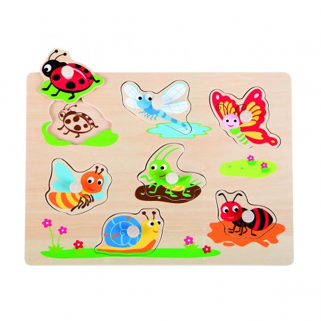 Lelin Holzspielzeug Holzpuzzle  Insekten mit Knauf Деревянная игрушка деревянная головоломка насекомые с ручкой