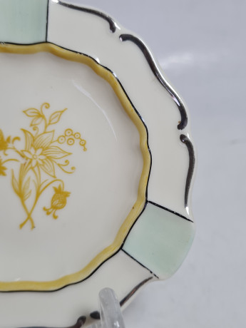 Пепельница винтажная Elfenbein Bavaria с цветочным декором, фарфор, 10,5 x 1,5 см, Германия, 1960-70гг.