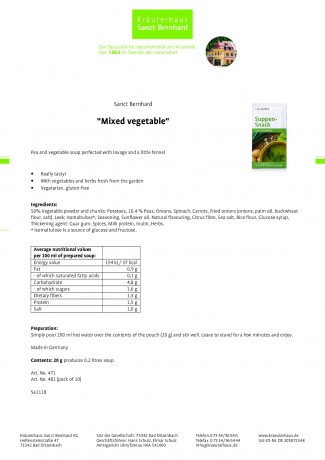 Krauterhaus Sanct Bernhardt Soup snack "Mixed vegetable", 20 г
