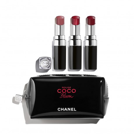 Chanel ROUGE COCO BLOOM Шанель Набор губных помад 3 шт. и косметическая сумочка. Эксклюзивный выпуск