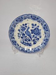 Delft Делфтский фарфор Винтажная тарелка "Птица и цветы" 20см, Голландия 1960г.