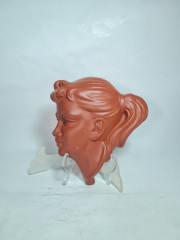 Панно декоративное винтажное Wormser Terra Sigillata / Barbel"Лицо женщины", керамика, 20 х 18 см, Германия, 1970-80гг.