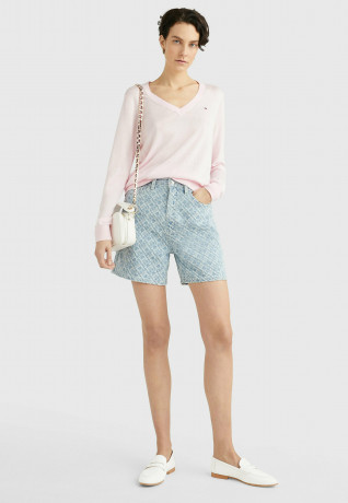 Tommy Hilfiger FLAG V-NECK  Jumper pastel pink ФЛАГ V-ОБРАЗНЫЙ ВЫРЕЗ джемперы пастельно-розовый