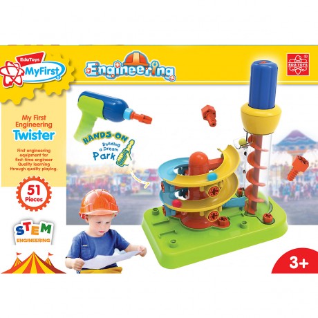 Edu-Toys Kugelbahn Bausatz mit elektrischer Hebeschraube Комплект шариковых направляющих с электрическим домкратом