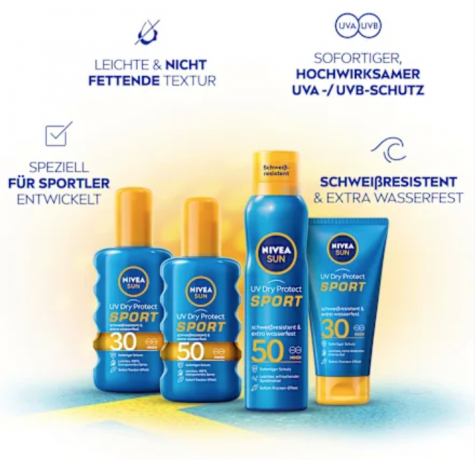 Nivea UV Dry Protect Sport Transparentes Spray LSF 50 UV Dry Protect Sport Прозрачный спрей SPF 50