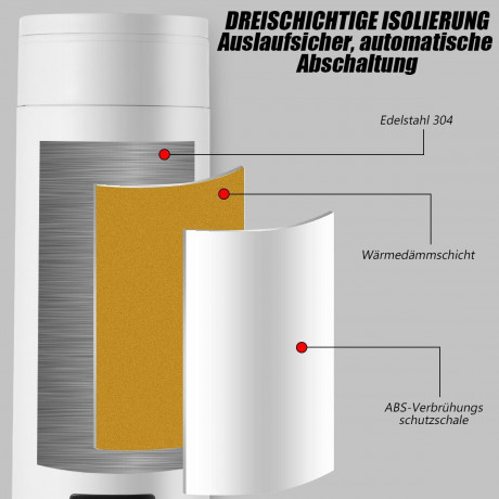 oyajia oyajia Reise-Wasserkocher 300W Reise-Elektrisch-Wasserkocher, 500 ml Tragbarer Mini-Heizbecher, 3 in 1 Mini-Thermobecher 304 Edelstahl-Liner, 230V Teekanne-Heizbecher  Дорожный чайник oyajia Дорожный электрический чайник 300 Вт, портативная мини-на