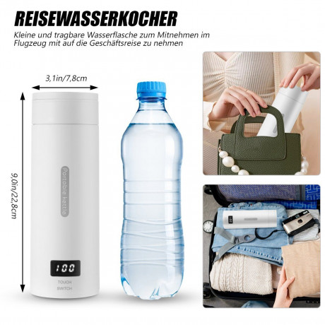 oyajia oyajia Reise-Wasserkocher 300W Reise-Elektrisch-Wasserkocher, 500 ml Tragbarer Mini-Heizbecher, 3 in 1 Mini-Thermobecher 304 Edelstahl-Liner, 230V Teekanne-Heizbecher  Дорожный чайник oyajia Дорожный электрический чайник 300 Вт, портативная мини-на