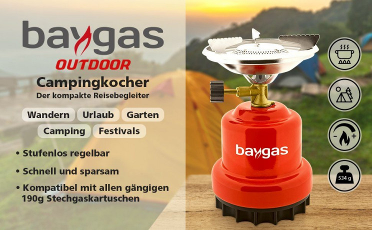 baygas baygas Gaskocher Campingkocher/Gaskocher aus Metallkorper Rot,1- Flammig fur Outdoor  газовая плита Baygas походная печь/газовая плита из металлического корпуса красного цвета, 1 пламя для использования на открытом воздухе