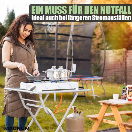 Magnum Wave Magnum Wave Gaskocher MAGNUM Trio 3- Flammiger Campingkocher, (Camping-Set, 1-St., Ideal fur Camping und Angeln), Gaskocher Trio inkl. Gasschlauch Campingkocher  Газовая плита Magnum Wave MAGNUM Trio походная печь с 3 пламенем, (походный набор