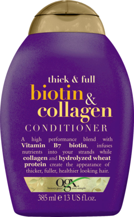 OGX Thick&Fulltin  Collagen Кондиционер для Ломких и Тусклых Волос с Биотином, 385 мл