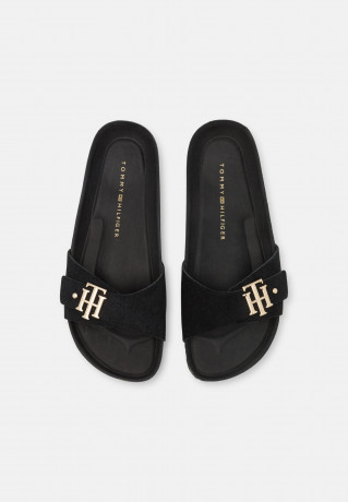 Tommy Hilfiger MOLDED FOOTBED FLAT  Mules black ПЛАТФОРМА С ФОРМОВАННЫМИ СТУПИЦАМИ Мюли черный