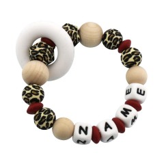 elefantasie Beissring Leopard personalisiert mit Namen Леопардовый прорезыватель персонализированный с именем