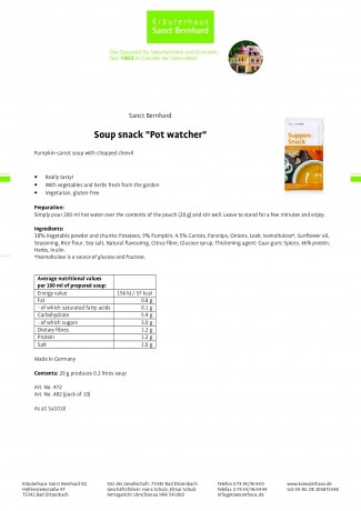 Krauterhaus Sanct Bernhardt Soup snack "Pot watcher", 20 г