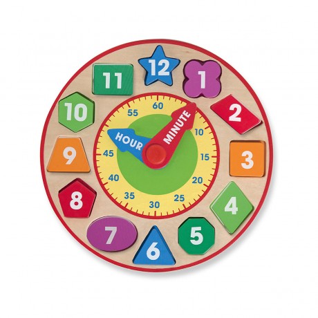 Melissa  Doug Holzuhr mit Formen zum Sortieren Деревянные часы с формами для сортировки