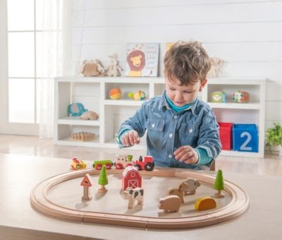 EverEarth Holz-Eisenbahn-Set Bauernhof Фермерский деревянный поезд