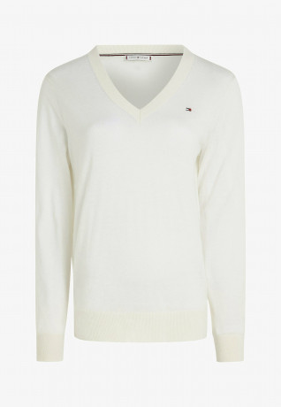 Tommy Hilfiger FLAG V-NECK  Jumper weathered white ФЛАГ V-ОБРАЗНЫЙ ВЫРЕЗ джемперы выветрившийся белый