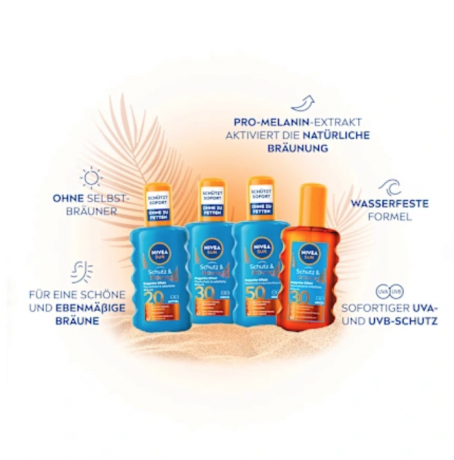 NIVEA SUN Sonnenspray Schutz & Bräune LSF 30, Солнцезащитный спрей для защиты от загара SPF 30, 200 мл