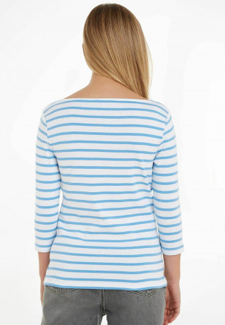 Tommy Hilfiger SLIM CODY STP B-NK 3/4SLV Long sleeved top bleu  SLIM CODY STP B-NK 3/4SLV Топ с длинными рукавами синий