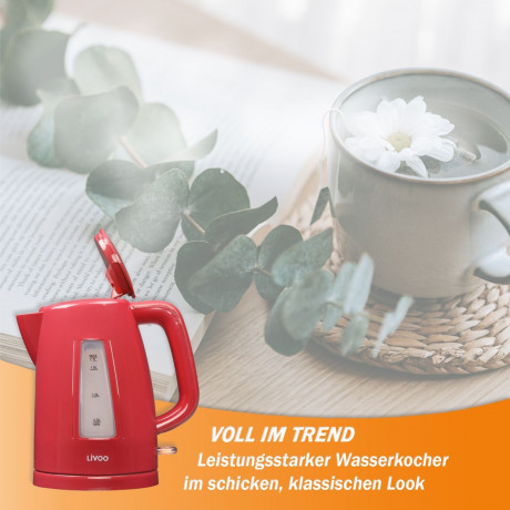 LIVOO LIVOO Wasserkocher DOD184R Rot 1,7 Liter, 2200 W  Чайник LIVOO DOD184R Красный 1,7 л, 2200 Вт