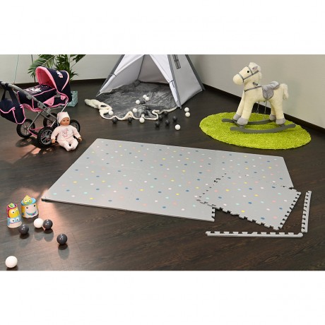 KNORR Toys Spielmatte\/Puzzlematte grau Punkte ca. 178 x 120 cm Коврик для игр/коврик для пазлов серые точки примерно 178 x 120 см