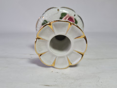 Подсвечник винтажный Dresden с розами и золотой каймой, ручная работа, фарфор, 5,5 x 6,5 см, Германия, 1960-70гг.