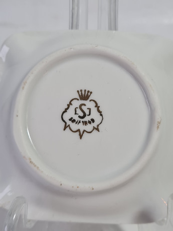 Пепельница винтажная S Seit 1849 с гербом Гамбурга, квадратная, фарфор, 7,5 x 2 см, Германия, 1960-70гг.