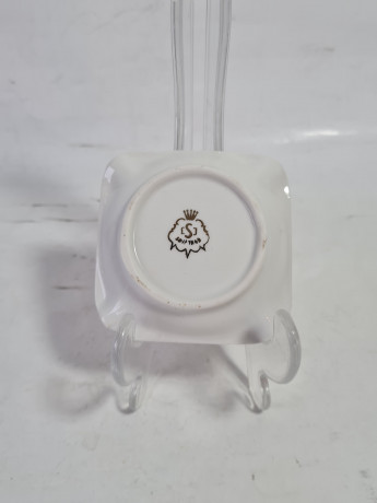 Пепельница винтажная S Seit 1849 с гербом Гамбурга, квадратная, фарфор, 7,5 x 2 см, Германия, 1960-70гг.