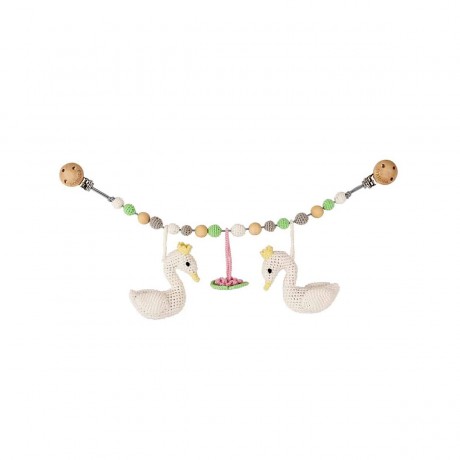 SindiBaba® Kinderwagenkette Schwan BIANCA gehakelt mit Rasseln Лебедь-цепочка для коляски BIANCA связан крючком с погремушками