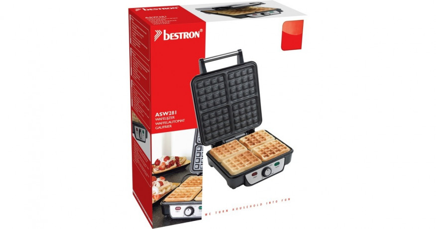 Bestron Bestron Waffeleisen ASW281 silber/schwarz, 1.100 Watt silber/schwarz Вафельница Bestron ASW281 серебристый/черный, 1100 Вт