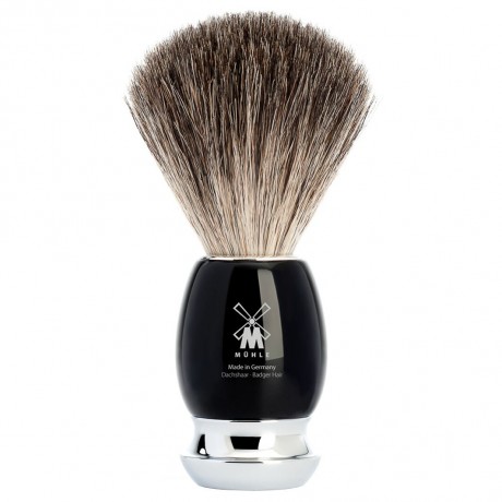 Muhle VIVO Rasierpinsel reines Dachshaar Griff Schwarz  Помазок для бритья VIVO из чистой шерсти барсука Черная ручка