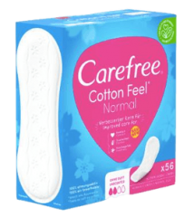 Carefree Slipeinlage Cotton Feel Normal 56 St, Прокладки ежедневные Cotton Normal 56 шт, 3 упаковки (168 шт)